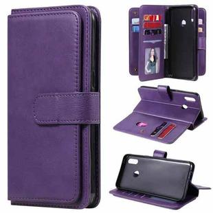 For OPPO Realme 3 / 3i Multifunctional Magnetic Copper Buckle Horizontal Flip Solid Color Leather Case with 10 Card Slots & Wallet & Holder & Photo Frame(Purple)