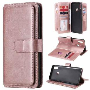 For OPPO Realme 3 / 3i Multifunctional Magnetic Copper Buckle Horizontal Flip Solid Color Leather Case with 10 Card Slots & Wallet & Holder & Photo Frame(Rose Gold)