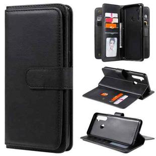 For OPPO Realme 5 Multifunctional Magnetic Copper Buckle Horizontal Flip Solid Color Leather Case with 10 Card Slots & Wallet & Holder & Photo Frame(Black)