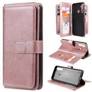 For OPPO Realme 5 Multifunctional Magnetic Copper Buckle Horizontal Flip Solid Color Leather Case with 10 Card Slots & Wallet & Holder & Photo Frame(Rose Gold)
