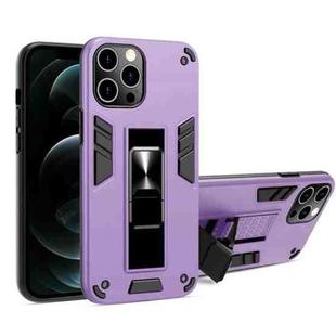 For iPhone 12 / 12 Pro 2 in 1 PC + TPU Shockproof Protective Case with Invisible Holder(Purple)