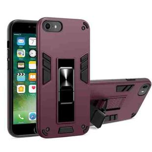 For iPhone SE 2022 / SE 2020 / 8 / 7 2 in 1 PC + TPU Shockproof Protective Case with Invisible Holder(Wine Red)