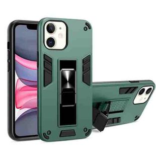 For iPhone 11 2 in 1 PC + TPU Shockproof Protective Case with Invisible Holder (Dark Green)