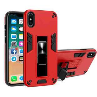 For iPhone X / XS 2 in 1 PC + TPU Shockproof Protective Case with Invisible Holder(Red)