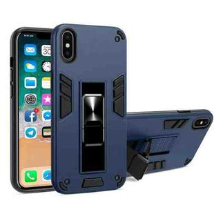For iPhone X / XS 2 in 1 PC + TPU Shockproof Protective Case with Invisible Holder(Royal Blue)