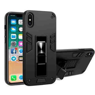For iPhone X / XS 2 in 1 PC + TPU Shockproof Protective Case with Invisible Holder(Black)