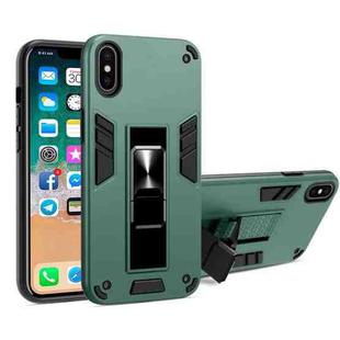 For iPhone XS Max 2 in 1 PC + TPU Shockproof Protective Case with Invisible Holder(Dark Green)