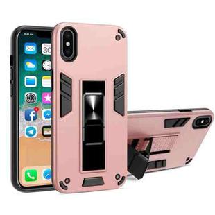 For iPhone XS Max 2 in 1 PC + TPU Shockproof Protective Case with Invisible Holder(Rose Gold)
