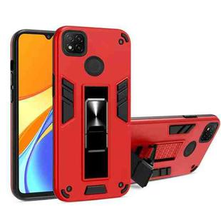 For Xiaomi Redmi 9C 2 in 1 PC + TPU Shockproof Protective Case with Invisible Holder(Red)