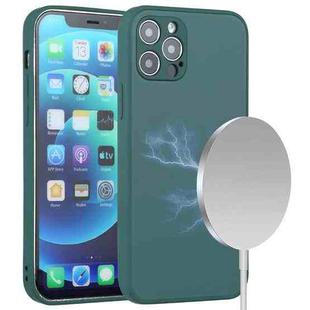 For iPhone 12 Frosted Magnetic Glass Magsafe Case(Green)