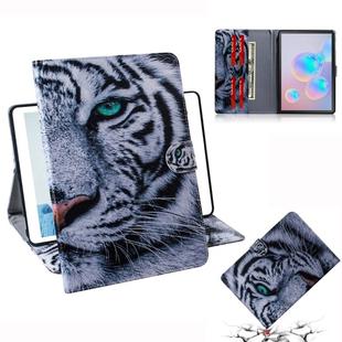 For Galaxy Tab S6 T860 / T865 3D Colored Drawing Horizontal Flip Leather Case with Holder & Card Slots & Wallet(Tiger)