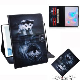 For Galaxy Tab S6 T860 / T865 3D Colored Drawing Horizontal Flip Leather Case with Holder & Card Slots & Wallet(Wolf and Dog)