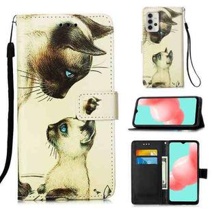 For Samsung Galaxy A32 5G 3D Painting Horizontal Flip Leather Case with Holder & Card Slot & Lanyard(Two Cats)