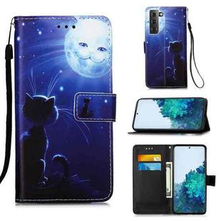 For Samsung Galaxy S21+ 5G 3D Painting Horizontal Flip Leather Case with Holder & Card Slot & Lanyard(Cat and Sun)