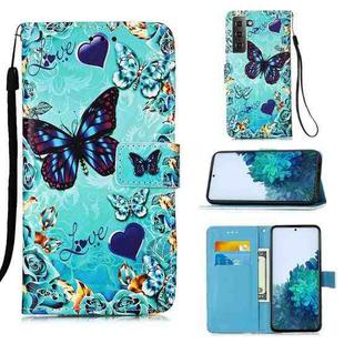 For Samsung Galaxy S21 5G 3D Painting Horizontal Flip Leather Case with Holder & Card Slot & Lanyard(Butterfly)