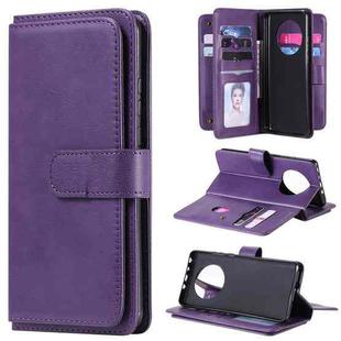 For Huawei Mate 40 Multifunctional Magnetic Copper Buckle Horizontal Flip Solid Color Leather Case with 10 Card Slots & Wallet & Holder & Photo Frame(Purple)