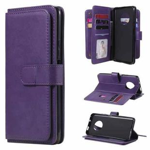 For Huawei Enjoy 20 Plus 5G Multifunctional Magnetic Copper Buckle Horizontal Flip Solid Color Leather Case with 10 Card Slots & Wallet & Holder & Photo Frame(Purple)