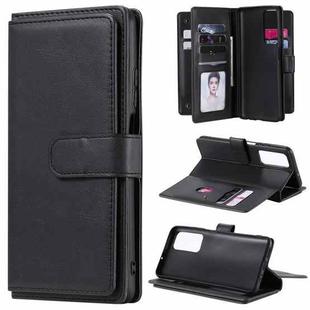 For Huawei Honor Play4 / Maimang 9 Multifunctional Magnetic Copper Buckle Horizontal Flip Solid Color Leather Case with 10 Card Slots & Wallet & Holder & Photo Frame(Black)