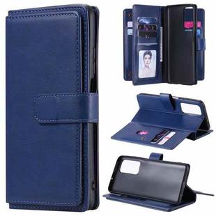 For Huawei Honor Play4 / Maimang 9 Multifunctional Magnetic Copper Buckle Horizontal Flip Solid Color Leather Case with 10 Card Slots & Wallet & Holder & Photo Frame(Dark Blue)