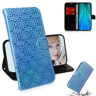 For Xiaomi Redmi Note 8 Pro Solid Color Colorful Magnetic Buckle Horizontal Flip PU Leather Case with Holder & Card Slots & Wallet & Lanyard(Blue)