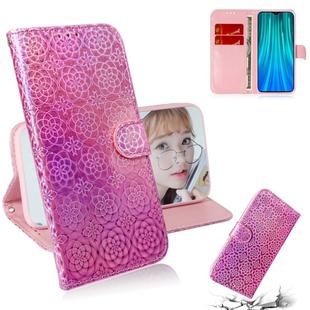 For Xiaomi Redmi Note 8 Pro Solid Color Colorful Magnetic Buckle Horizontal Flip PU Leather Case with Holder & Card Slots & Wallet & Lanyard(Pink)