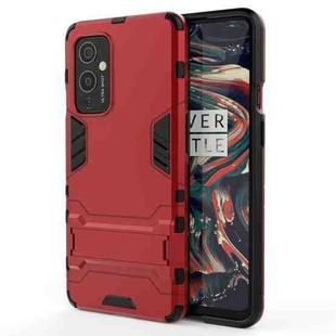 For OnePlus 9 PC + TPU Shockproof Protective Case with Holder(Red)