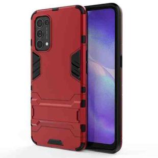 For OPPO Reno5 PC + TPU Shockproof Protective Case with Holder(Red)