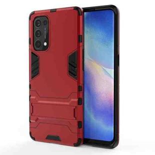 For OPPO Reno5 Pro PC + TPU Shockproof Protective Case with Holder(Red)