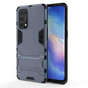 For OPPO Reno5 Pro PC + TPU Shockproof Protective Case with Holder(Navy Blue)