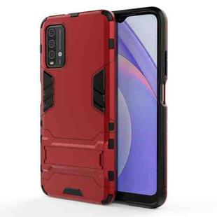 For Xiaomi Redmi Note 9 4G PC + TPU Shockproof Protective Case with Holder(Red)