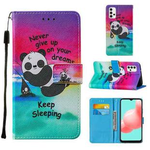 For Samsung Galaxy A32 5G Cross Texture Painting Pattern Horizontal Flip Leather Case with Holder & Card Slots & Wallet & Lanyard(Sleeping Panda)