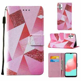 For Samsung Galaxy A32 5G Cross Texture Painting Pattern Horizontal Flip Leather Case with Holder & Card Slots & Wallet & Lanyard(Pink Rhombus)