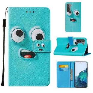 For Samsung Galaxy S21+ 5G Cross Texture Painting Pattern Horizontal Flip Leather Case with Holder & Card Slots & Wallet & Lanyard(Big-eye Monster)