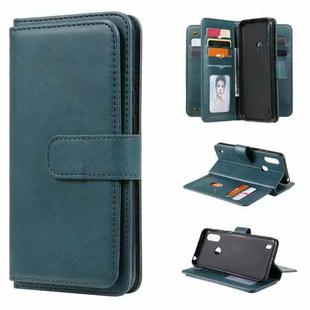 For Motorola Moto E6S 2020 Multifunctional Magnetic Copper Buckle Horizontal Flip Solid Color Leather Case with 10 Card Slots & Wallet & Holder & Photo Frame(Dark Green)