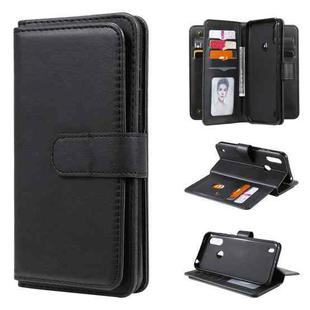 For Motorola Moto E6S 2020 Multifunctional Magnetic Copper Buckle Horizontal Flip Solid Color Leather Case with 10 Card Slots & Wallet & Holder & Photo Frame(Black)