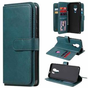 For Motorola Moto G9 Play Multifunctional Magnetic Copper Buckle Horizontal Flip Solid Color Leather Case with 10 Card Slots & Wallet & Holder & Photo Frame(Dark Green)