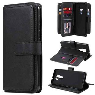 For Motorola Moto G9 Play Multifunctional Magnetic Copper Buckle Horizontal Flip Solid Color Leather Case with 10 Card Slots & Wallet & Holder & Photo Frame(Black)