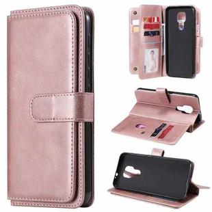 For Motorola Moto G9 Play Multifunctional Magnetic Copper Buckle Horizontal Flip Solid Color Leather Case with 10 Card Slots & Wallet & Holder & Photo Frame(Rose Gold)