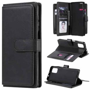 For Motorola Moto G9 Plus Multifunctional Magnetic Copper Buckle Horizontal Flip Solid Color Leather Case with 10 Card Slots & Wallet & Holder & Photo Frame(Black)