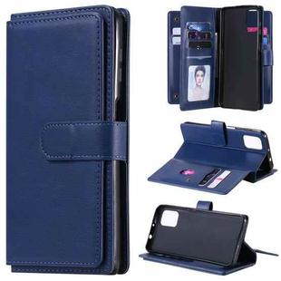 For Motorola Moto G9 Plus Multifunctional Magnetic Copper Buckle Horizontal Flip Solid Color Leather Case with 10 Card Slots & Wallet & Holder & Photo Frame(Dark Blue)