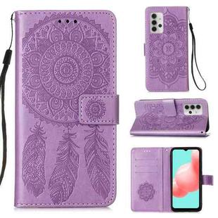 For Samsung Galaxy A32 5G Dream Catcher Printing Horizontal Flip Leather Case with Holder & Card Slots & Wallet & Lanyard(Purple)