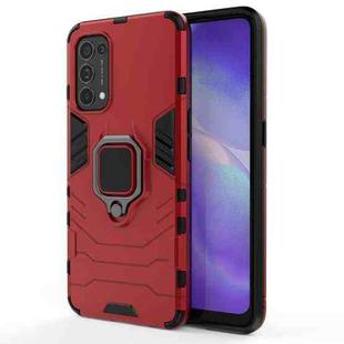 For OPPO Reno5 PC + TPU Shockproof Protective Case with Magnetic Ring Holder(Red)
