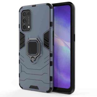 For OPPO Reno5 PC + TPU Shockproof Protective Case with Magnetic Ring Holder(Navy Blue)