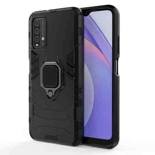 For Xiaomi Redmi Note 9 4G PC + TPU Shockproof Protective Case with Magnetic Ring Holder(Black)