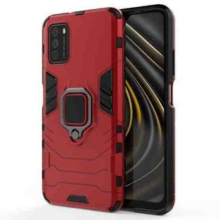 For Xiaomi Poco M3 PC + TPU Shockproof Protective Case with Magnetic Ring Holder(Red)