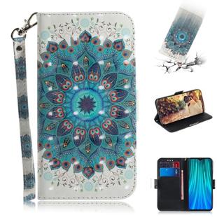 For Xiaomi Redmi Note 8 Pro 3D Colored Drawing Horizontal Flip Leather Case with Holder & Card Slot & Wallet & Lanyard(Peacock Wreath)
