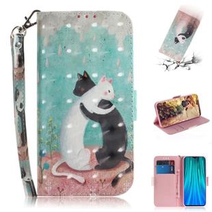 For Xiaomi Redmi Note 8 Pro 3D Colored Drawing Horizontal Flip Leather Case with Holder & Card Slot & Wallet & Lanyard(Black White Cat)