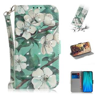 For Xiaomi Redmi Note 8 Pro 3D Colored Drawing Horizontal Flip Leather Case with Holder & Card Slot & Wallet & Lanyard(Watercolor Flower)