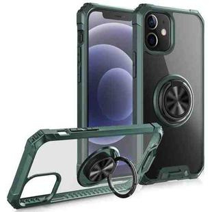 Armor Ring PC + TPU Magnetic Shockproof Protective Case For iPhone 12 mini(Dark Green)