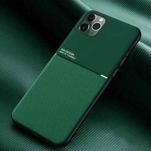 For iPhone 11 Pro Max Classic Tilt Strip Grain Magnetic Shockproof PC + TPU Case (Green)